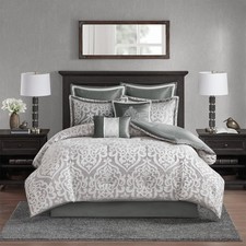 Madison Park Odette Cozy Comforter Set Jacquard Damask Medallion Design - Modern