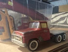 Vintage custom Tonka Pressed Steel Red Silver Flatbed 6-Wheel Truck Toy Vehicle