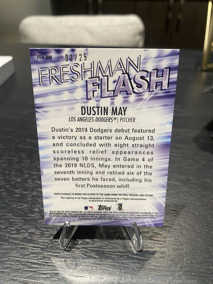 Dustin May RC 20 Topps Chrome Freshman Flash Auto Orange First Print  1/25 SSP - Image 2 of 2