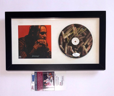POST MALONE SIGNED STONEY CD COVER FRAMED WHITE IVERSON AUSTIN POST JSA