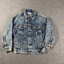 Vintage 80s Levi's Kids Denim Jacket Small Acid Wash Blue Made in USA
