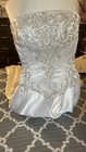 Mary's Strapless Satin A-Line Wedding Dress 6 White/Silver Beaded 6376 — photo 3