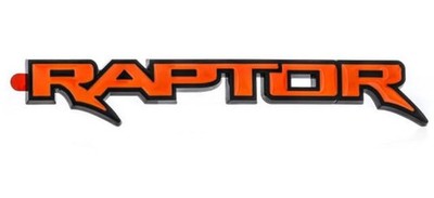 Ford Raptor Decorative Novelty Black Logo Plastic Emblem. Black/Orange