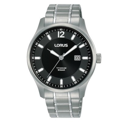 Lorus Uhr RH995QX9 schwarzes Zifferblatt Titangehäuse und Armband für Herren - UVP 99,99 £