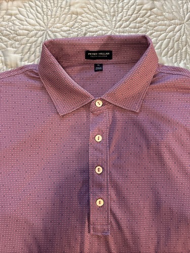 Peter Millar Crown Crafted Men’s XL Polo Blue/Purple Print Performance Golf - 第 5/5 張圖片