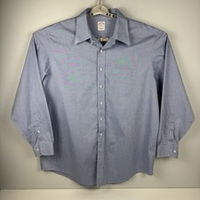 Brooks Brothers 346 Dress Shirt 18 6/7 Slim Fit Non Iron All Cotton Blue Men's