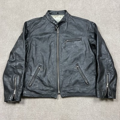 Vintage 90s Levis Cafe Racer Leather Motorcycle Jacket Mens Medium Italy Made