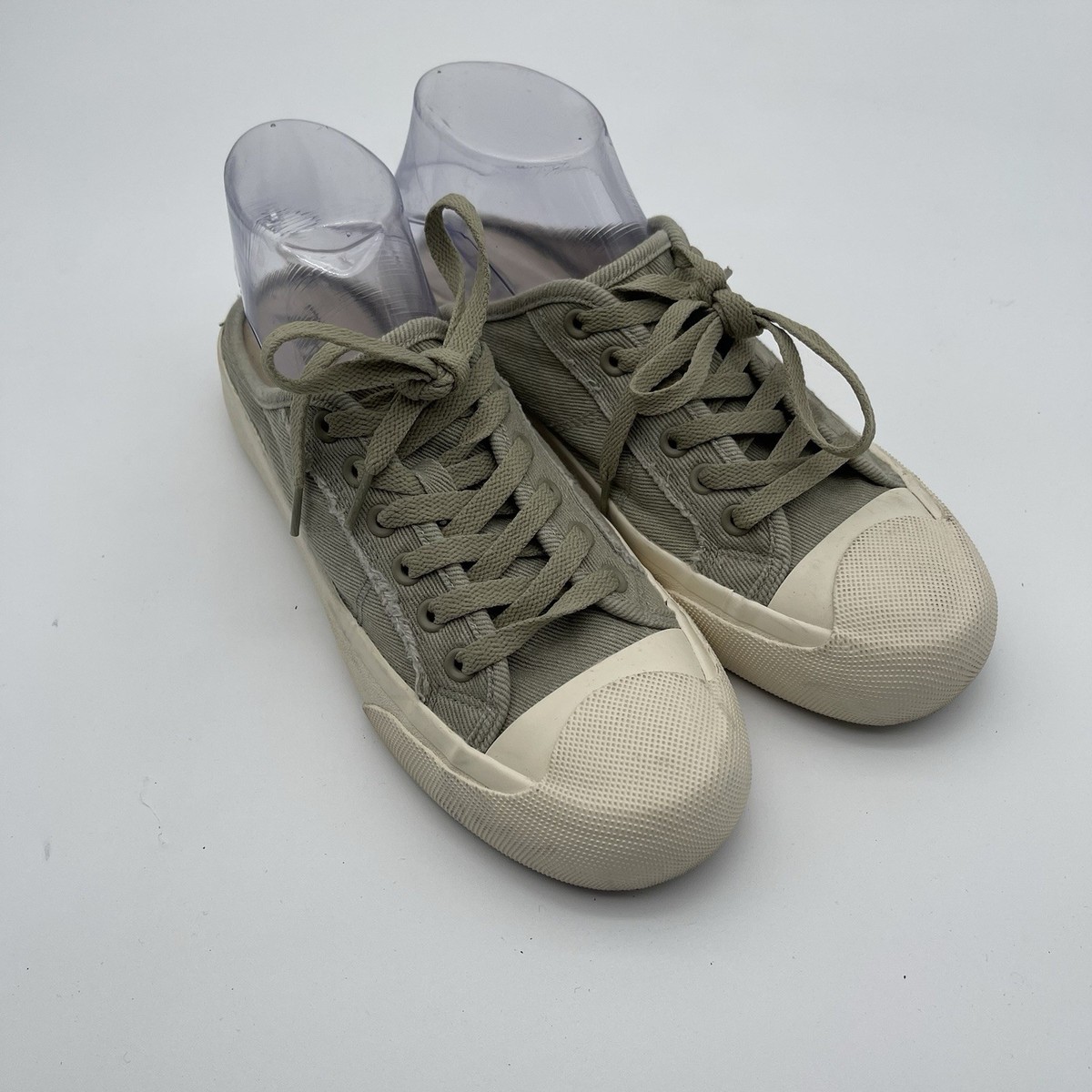 Zara Light Green Canvas Open Back Slip On Mule Sneakers Women's