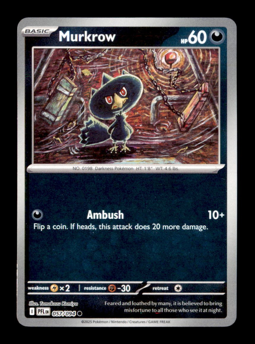 Murkrow 057/094 Common Phantasmal Flames Pokemon Reverse Holo Near Mint