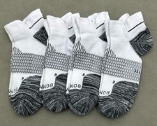4 Pairs BOMBAS Men's Lightweight Running Ankle Socks Size Large 9.5-13 White