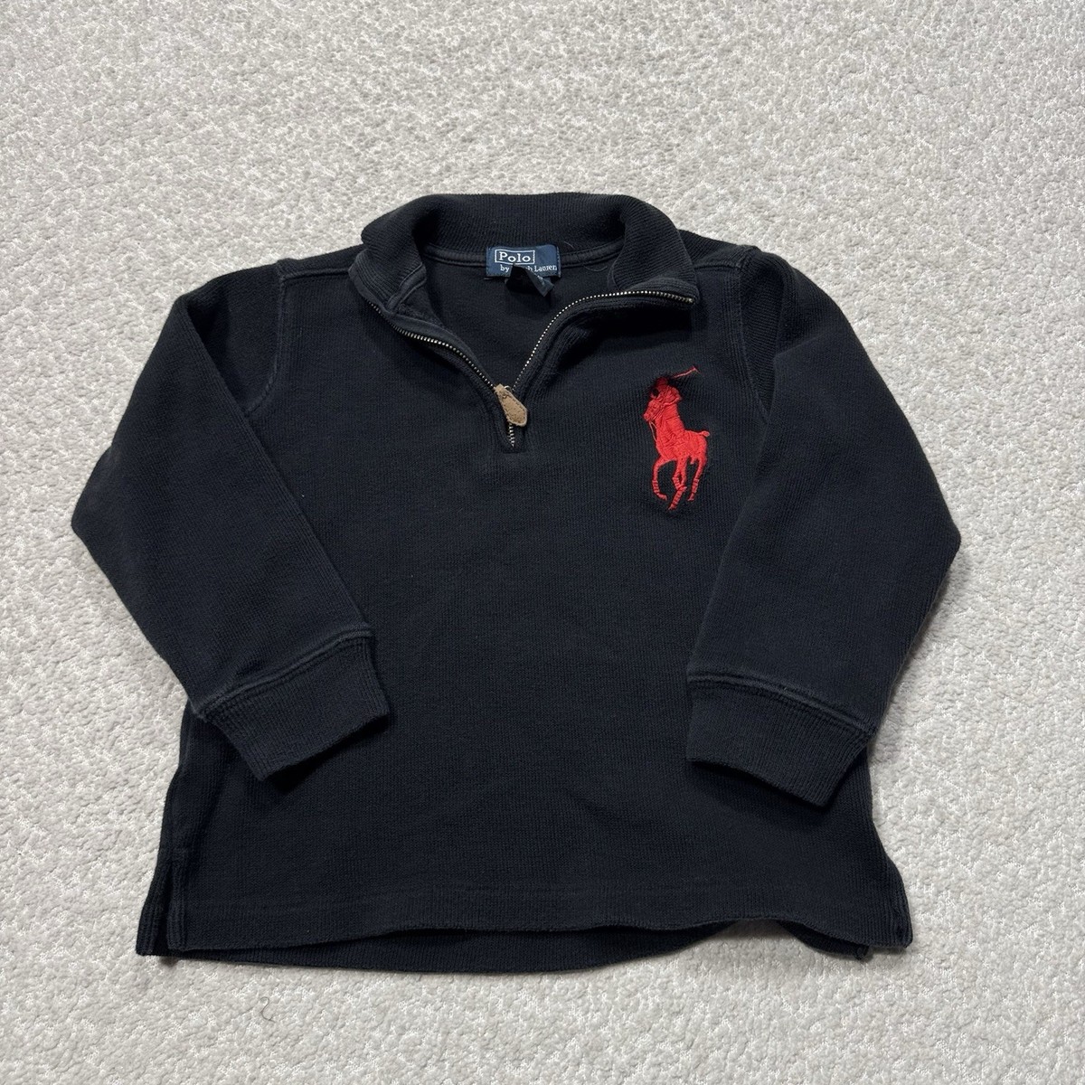 Polo Ralph Lauren Toddler Sweater Quarter Zip Black Big Pony