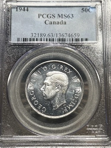 CANADA 50 CENTS SILVER 1944 MS-63 NGC GEORGE VI