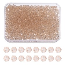 1000pcs 3mm Bicone Glass Crystal Beads, Faceted Beads with Box Gray Champagne