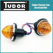 Pair Tudor Amber Indicator Tail Lamps Lucas Style For Classic Cars