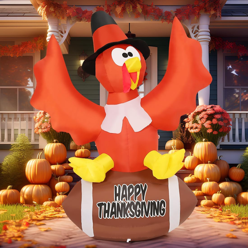 5 FT Thanksgiving Inflatables Turkey Outdoor Decorations Blow up Yard ...