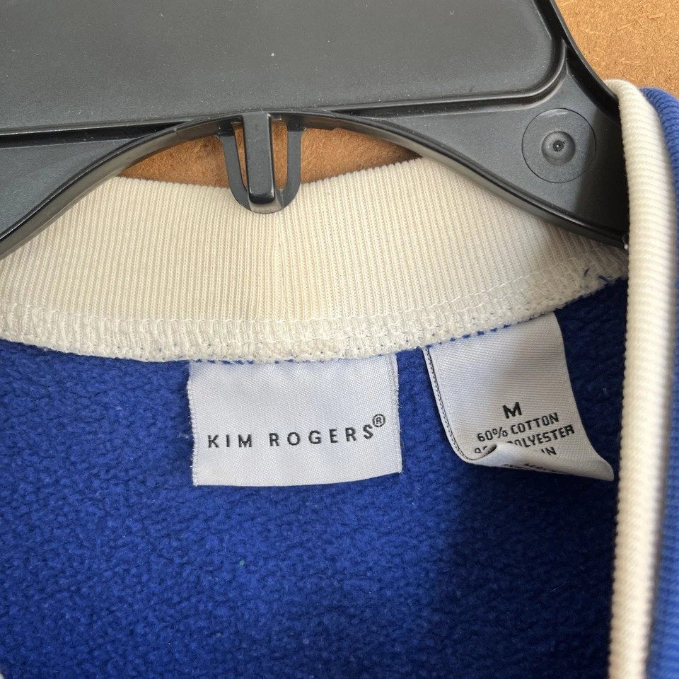 Vintage Kim Rogers Christmas Penguin Crewneck Sweatshirt Blue Medium - Image 3 of 4