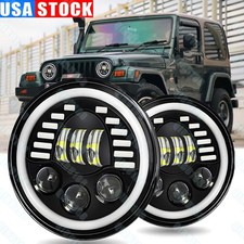 Pair 7 Inch Round Led Headlights Drl Projector Light For Jeep Wrangler Cj Jk Lj