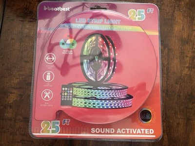 BEATBEST Beat Best LED LIGHT USB Strip Multicolor 25' Sound Activated Remote NEW