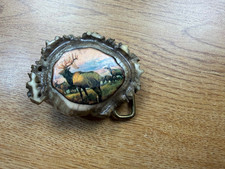 Painted Antler Elk Belt Buckle