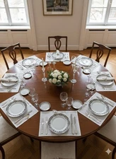 Set8 Bernardaud Limoges Castiglione Dinner Plates 10.25" Blue Gold Scroll France