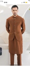Men Kameez Shalwar waiscoat Pakistani Indian Large To Xl Eid Party Wear 3 Piece