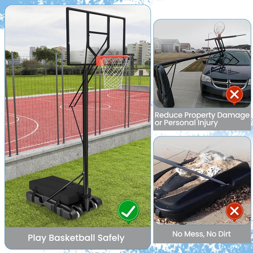 6.5-10 ' Adjustable Portable Basketball Hoop w/ Bottom Anchor Wheels Backyard - Picture 3 of 6