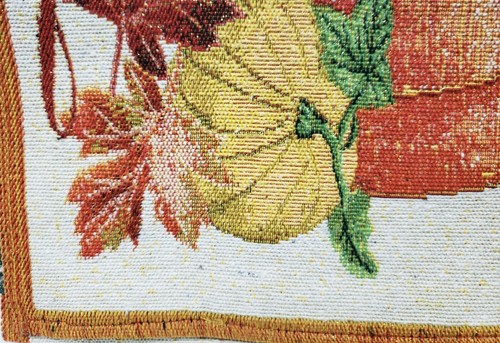 Long Tapestry Table Runner, 13" x 68", FALL HARVEST, LEAVES, PUMPKINS & CORN, DG - Picture 5 of 12