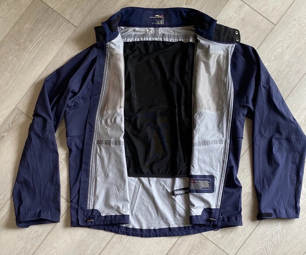 Ralph Lauren RLX Mens Navy Blue Full Golf Rain Suit Jacket XL & Matched