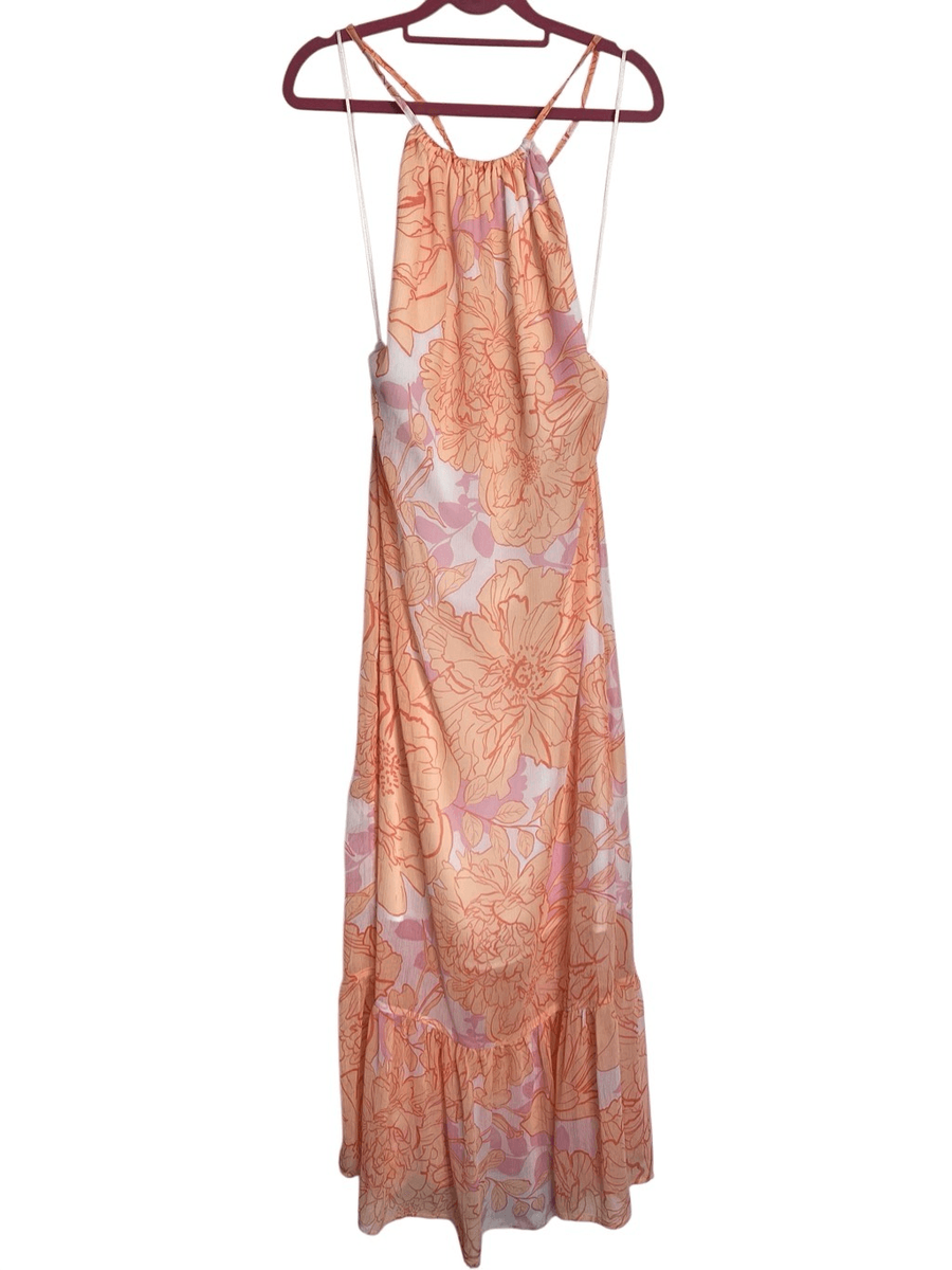 slim fit dress slacks Anabelle Halter Neck Midi Dress - Pink Floral main image 1