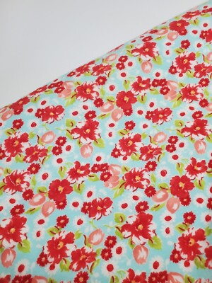 Bonnie & Camille Fabric Little Ruby Moda Flannel Retro Floral Quilt FAT QUARTER