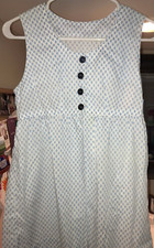 Vintage Women's Sleeveless Blouse, Small blue flowers on white- Regular