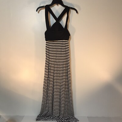 chinese dress ladies Max Studio Women's Sleeveless Stripe Maxi Knit Dress,  Mustard/Black/White-673, Small at Amazon Women's Clothing store