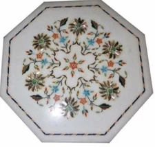 18" Octagon Marble Table Top Handmade Home decor Marquetry Inlay