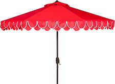 PAT8006A Outdoor Collection Elegant Valance Auto Tilt Umbrella, 9', Navy/White