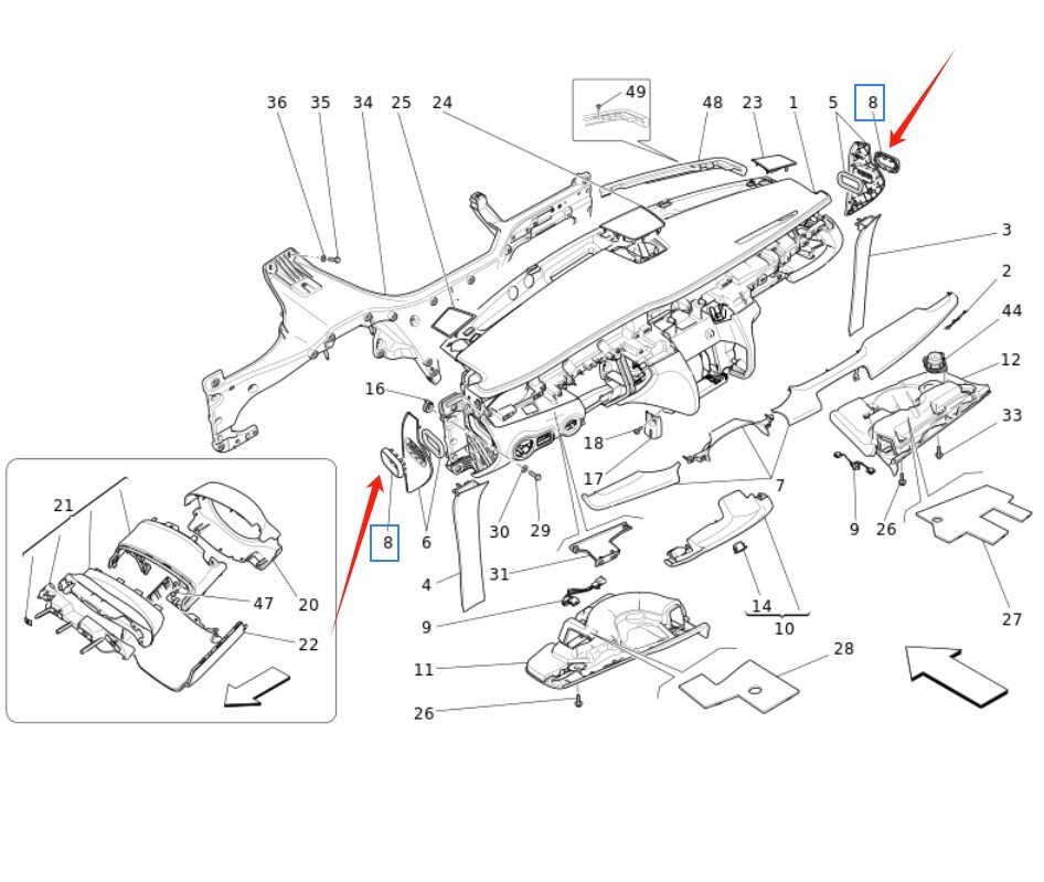 2pcs Genuine Dashboard Panel Gaskets for Maserati Quattroporte(2013+) 673002026