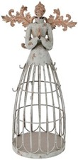 Antiqued Praying Metal Garden Angel Statue with Hooks, Indoor Outdoor Angel Yard