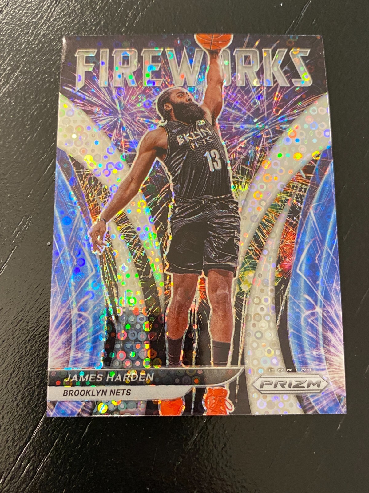 2021-22 Panini Prizm Fast Break Fireworks Disco Prizm Insert #14 James Harden