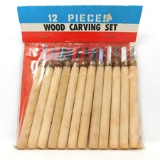 Vintage  12 Piece  Wood Carving Hand Chisel Set New In Packaging NOS