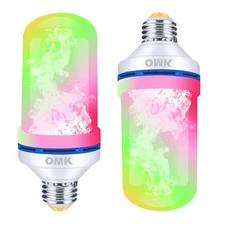 LED Flame Effect Fire Light Bulbs 2 Pack Flame Christmas Decor 4 Modes Flicke...