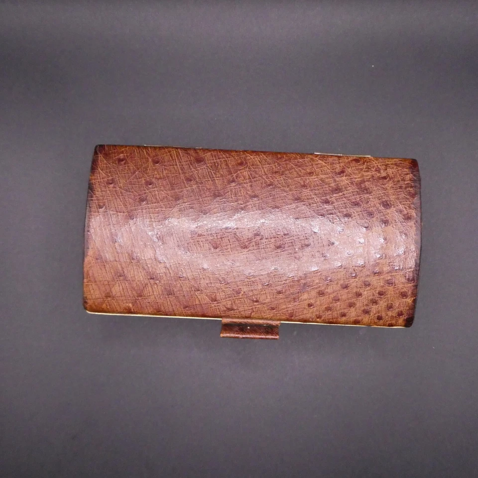 Mr Canoa Industria Argentina Red Velvet Lined Box Hand Tooled Leather/Ostrich  - Image 3 of 4