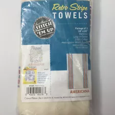 Retro Stripes Grandma Core 3 Towels Stitching Embroidery Pattern Proud American