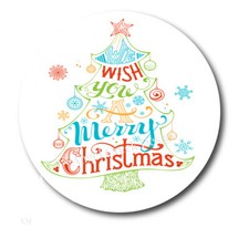 Christmas Stickers Holiday Envelope Seals Labels Wish You a Merry Christmas Tree