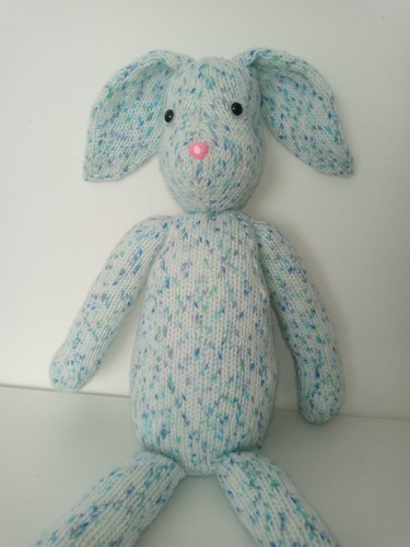 Handmade knitted rabbit, 54cm white, blue, mint, bunny, Easter, gift - Picture 7 of 7