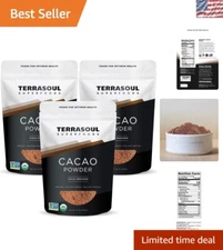 Nutritious Organic Raw Cacao Powder - 3 x 16oz Pouches,  & Gluten-Free