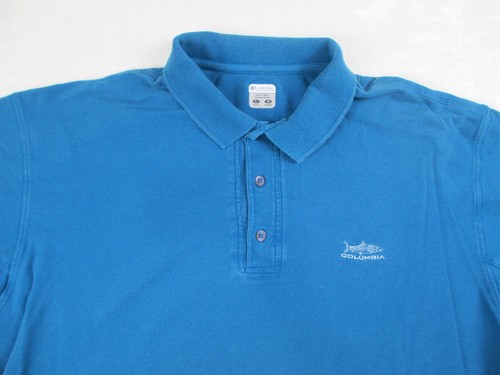 Columbia Polo Shirt Mens Large Blue Cotton Fish Fishing Outdoors Casual* - Picture 3 of 10