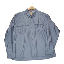 Simms Mens Pocket Front Fishing Vented Button Up Shirt Size XL Steel Blue Camp
