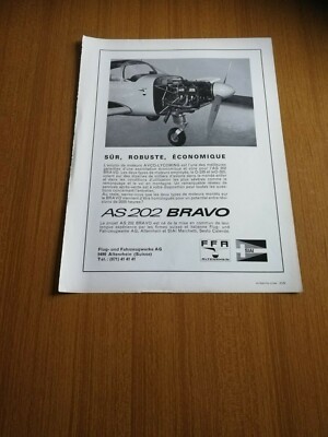 1968 AS 202 BRAVO SINGLE ENGINE TOURING AIRCRAFT SIAI FLUG FAHRZEUGWERKE VINTAGE AD