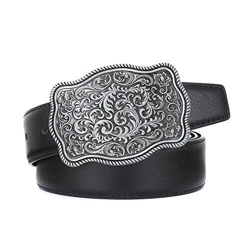 Western Cowboy Belt Buckles Men Vintage Novelty Large Handmade 2-silver Floral - Picture 5 of 7