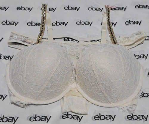 NEW Victoria's Secret Very Sexy Push-Up Bra Crystals 36DD & Brazilian ...