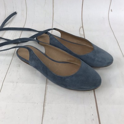 blue ankle strap flats